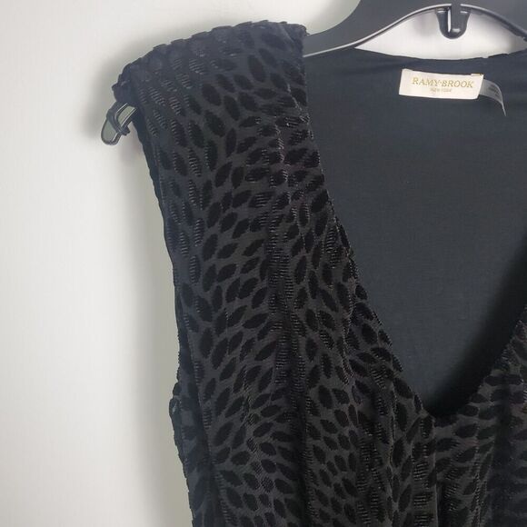 Ramy Brook Regina Black Velvet Printed Bodysuit - Size XXS - Picture 5 of 10
